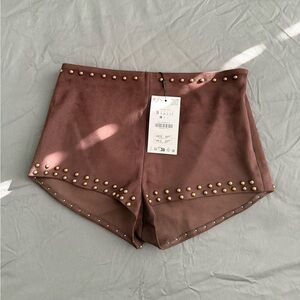 Zara Faux Suede Studded Shorts